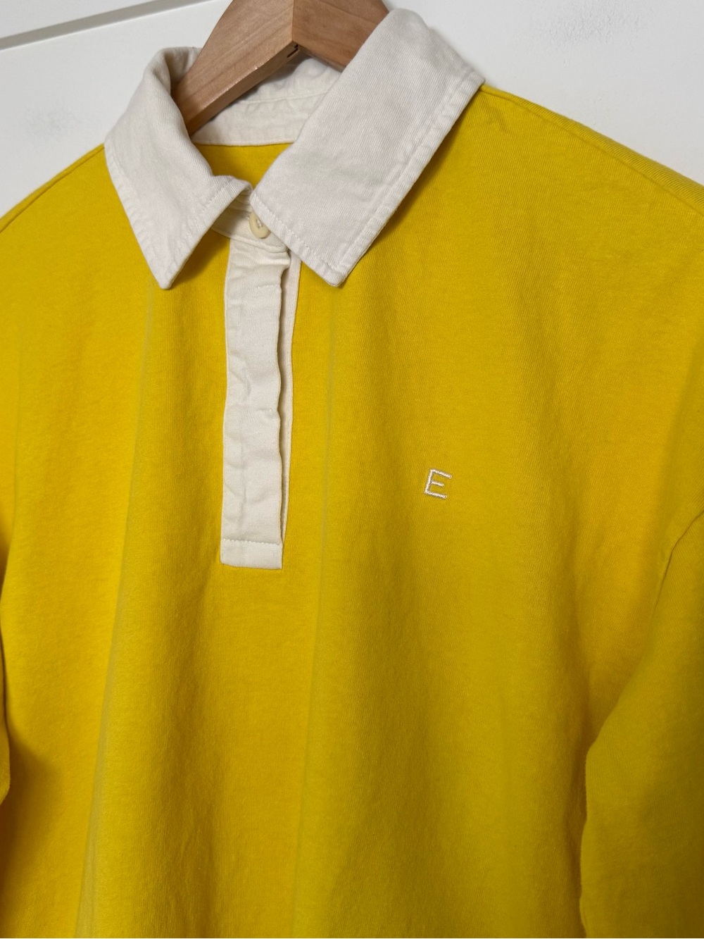 Everlane Polo Shirt Top Womens Sz S Yellow Oversized Long Sleeve Organic Cotton - Picture 3 of 12